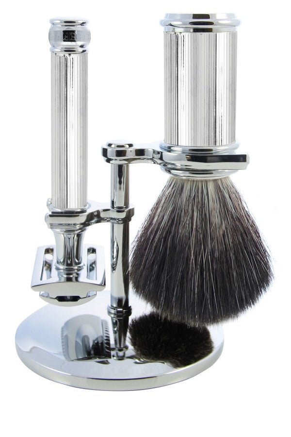 Edwin Jagger scheerset S21M89L11 - Synthetisch - Lijnen Chroom - Manandshaving - Edwin Jagger